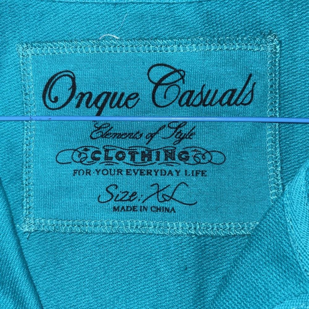 Onque Casuals Turquoise Knit Top with 2 embroidered front pockets and hood $19 - Picture 3 of 7